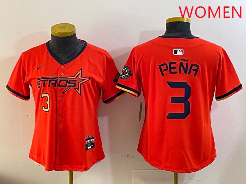 Women Houston Astros Blank #3 Pena Three generations Joint Name 2025 Nike MLB Jersey style 3